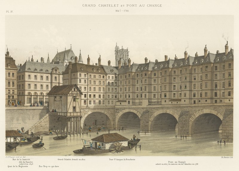 Grand Chatelet ja Pont au Change, 1647-1788 tekijältä French School