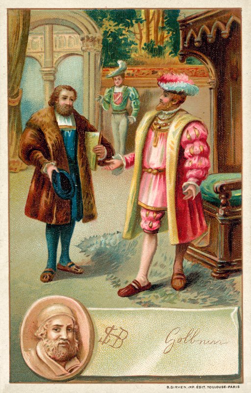 Hans Holbein kuningas Henrik VIII:n kanssa (chromolitho) tekijältä French School