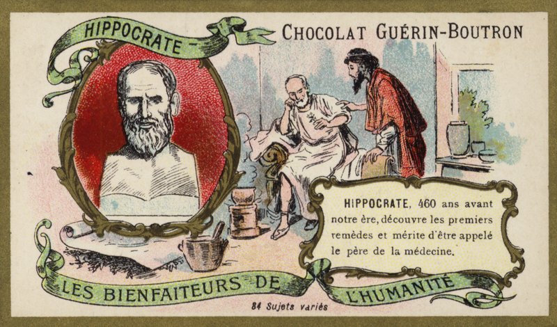 Hippokrates, antiikin kreikkalainen lääkäri (chromolitho) tekijältä French School