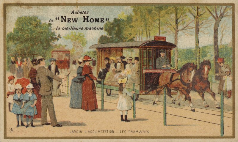 Horses Pulling Tram Ranskassa. tekijältä French School