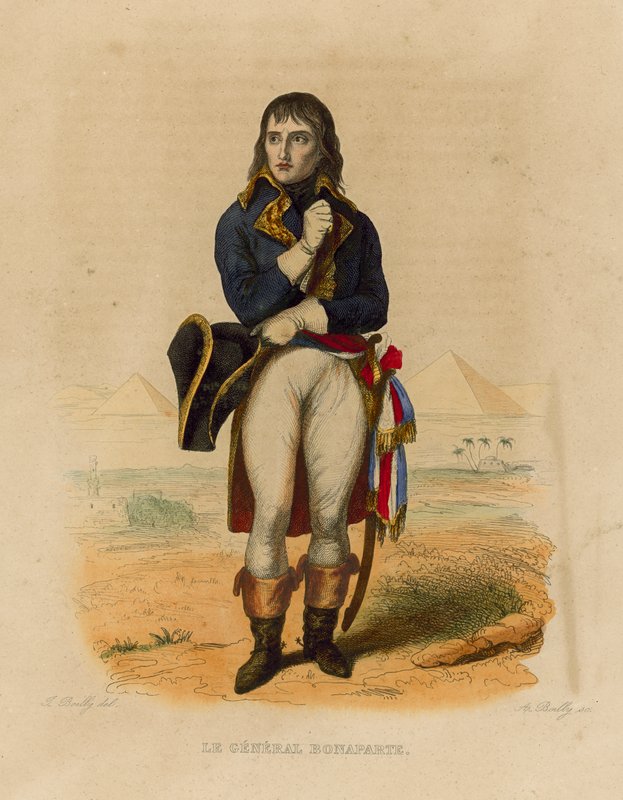 Le General Bonaparte (värillinen kaiverrus) tekijältä French School