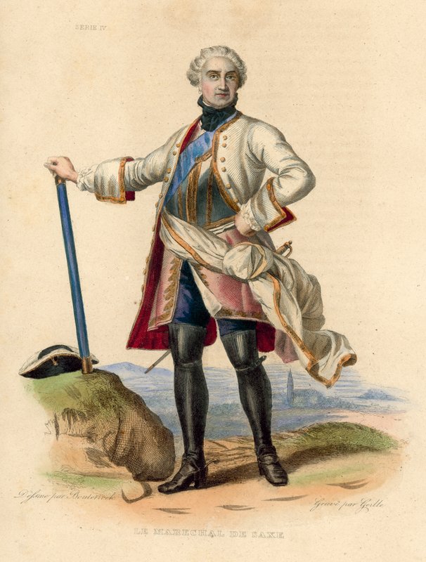 Le Marechal de Saxe (värillinen kaiverrus) tekijältä French School