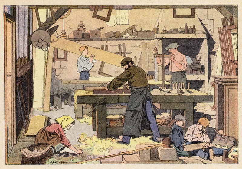 Puuseppä, puuseppä (väri litho) tekijältä French School