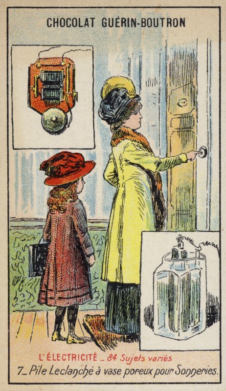 Leclanche-kenno ovikelloille (chromolitho) tekijältä French School