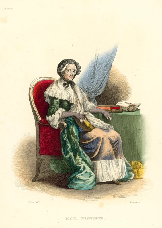 Madame Geoffrin (värillinen kaiverrus) tekijältä French School