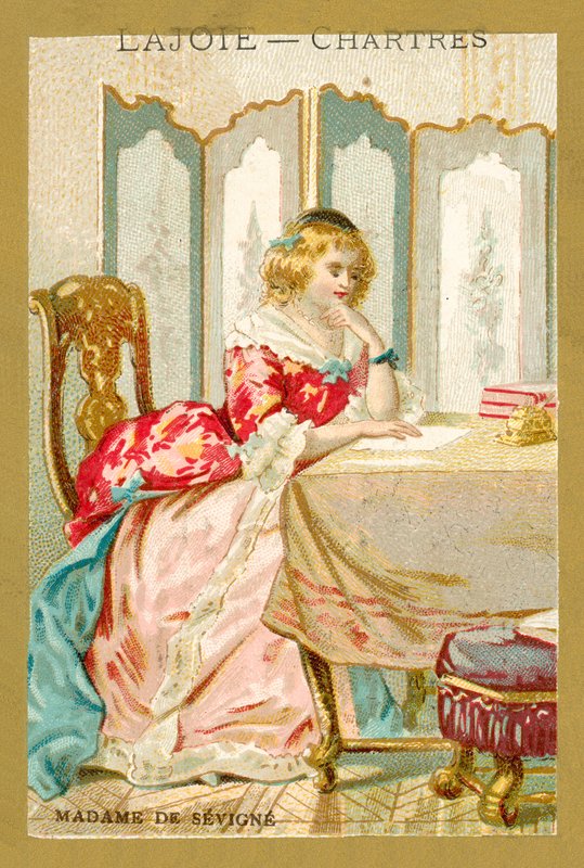 Madame de Sevigne, ranskalainen kirjailija (chromolitho) tekijältä French School