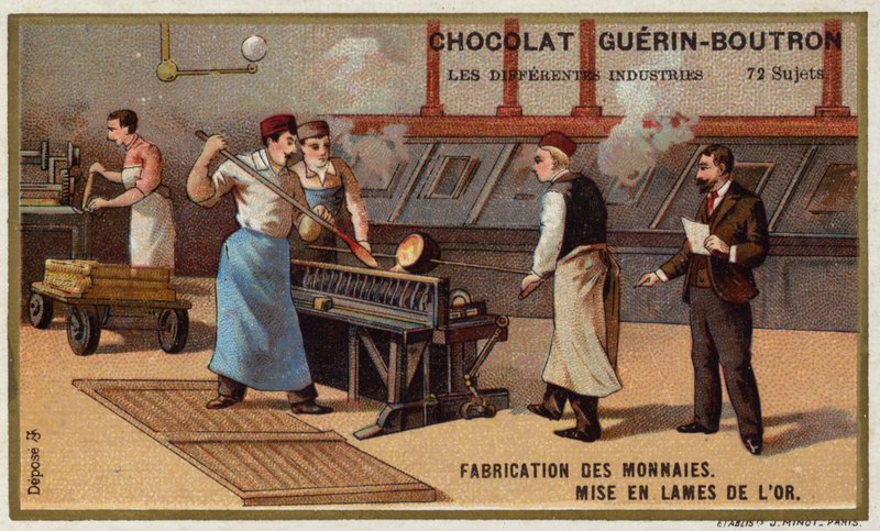 Kolikoiden valmistus (chromolitho) tekijältä French School