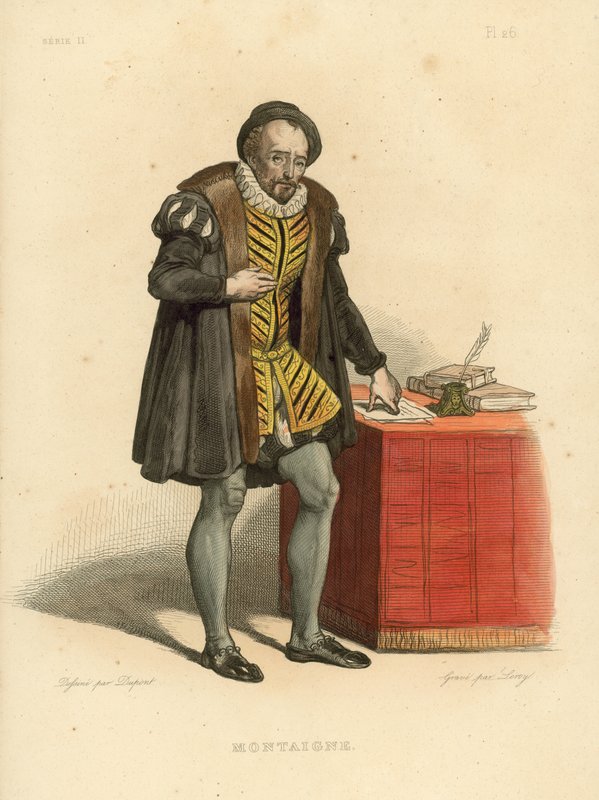 Montaigne (värillinen kaiverrus) tekijältä French School