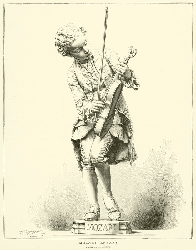 Mozart-lapsi, M Barriasin patsas (kaiverrus) tekijältä French School