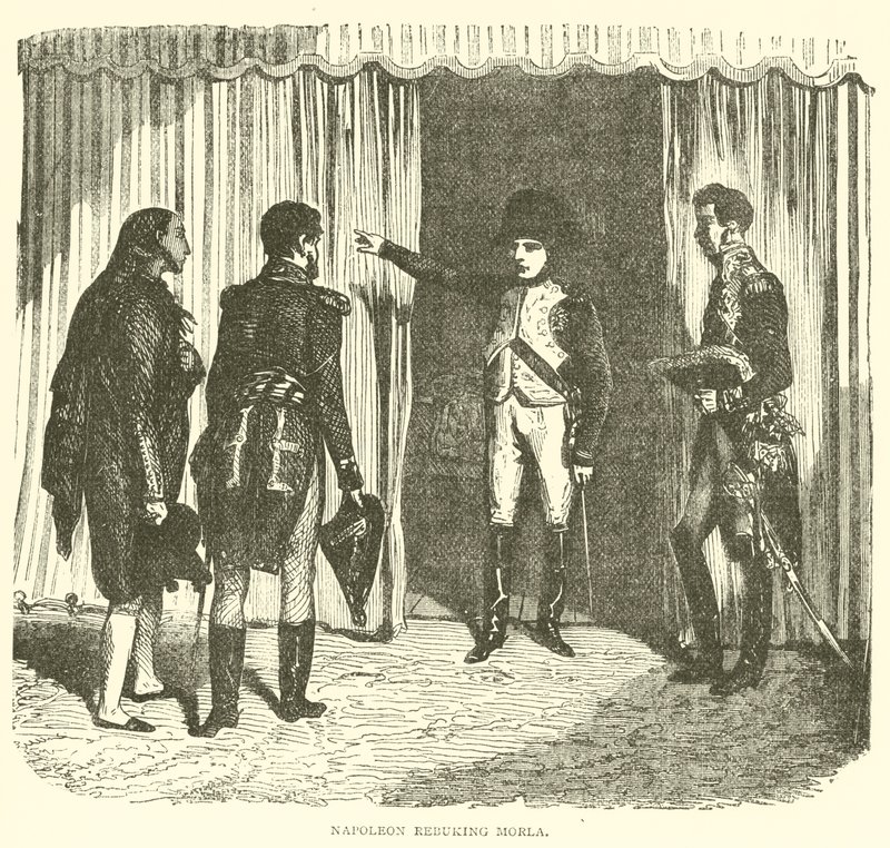 Napoleon nuhtelee Morlaa (kaiverrus) tekijältä French School