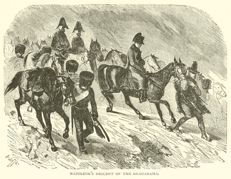 Napoleonin laskeutuminen Guadaramaan (kaiverrus) tekijältä French School