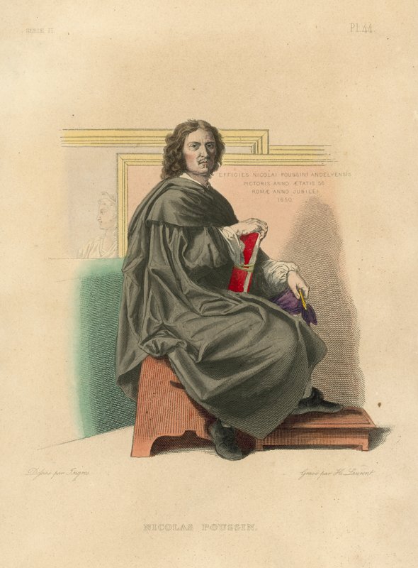 Nicolas Poussin (värillinen kaiverrus) tekijältä French School