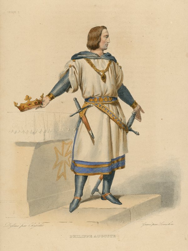 Philippe Auguste (värillinen kaiverrus) tekijältä French School