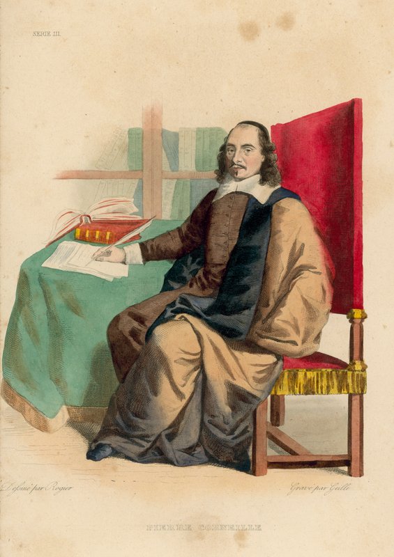 Pierre Corneille (värillinen kaiverrus) tekijältä French School