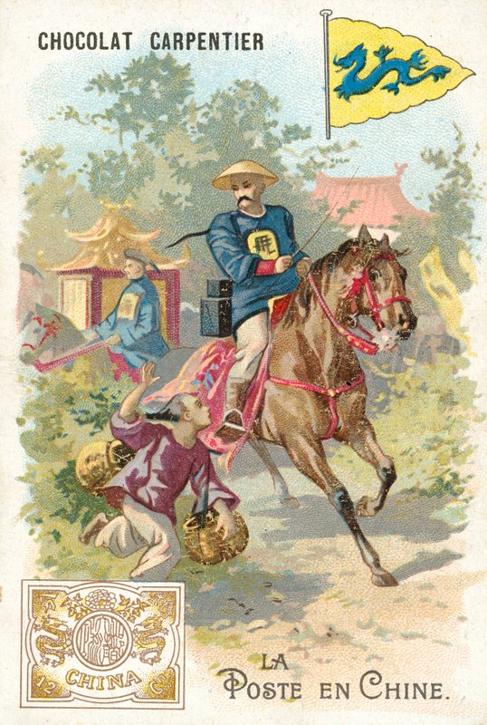 Postipalvelu Kiinassa (chromolitho) tekijältä French School