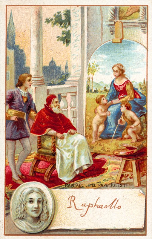 Rafael ja paavi Julius II (chromolitho) tekijältä French School