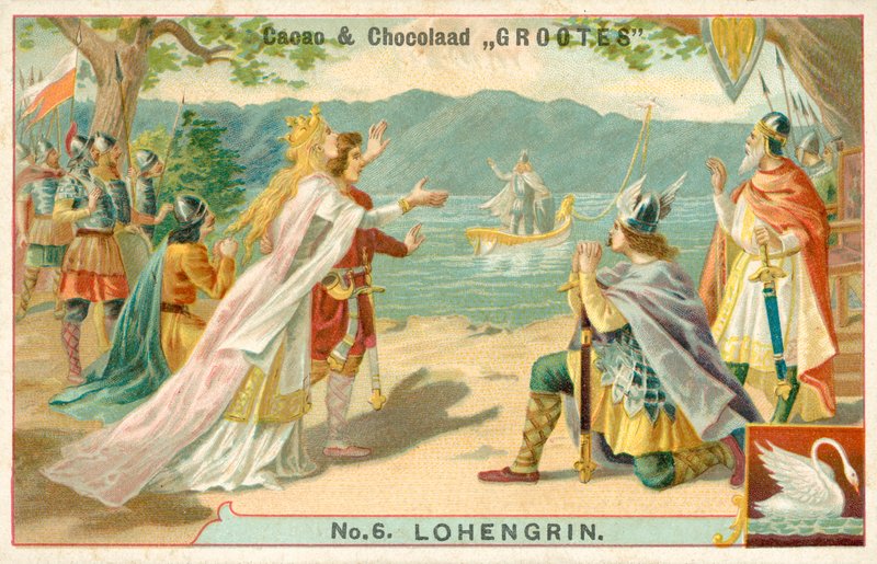 Kohtaus Richard Wagnerin oopperasta Lohengrin (chromolitho) tekijältä French School