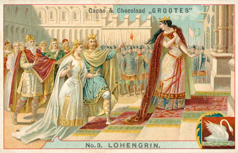 Kohtaus Richard Wagnerin oopperasta Lohengrin (chromolitho) tekijältä French School
