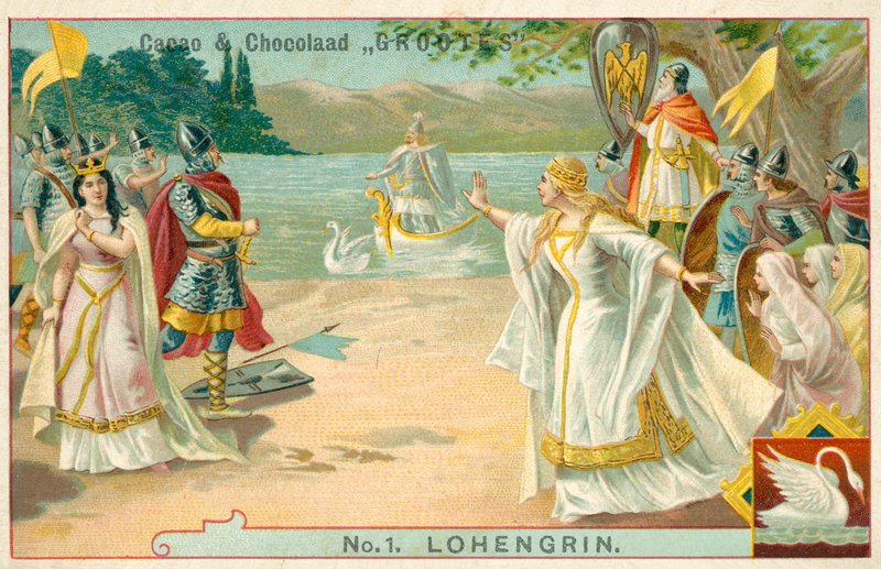 Kohtaus Richard Wagnerin oopperasta Lohengrin (chromolitho) tekijältä French School