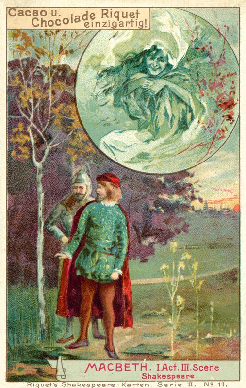 Kohtaus Shakespearen näytelmästä Macbeth (chromolitho) tekijältä French School