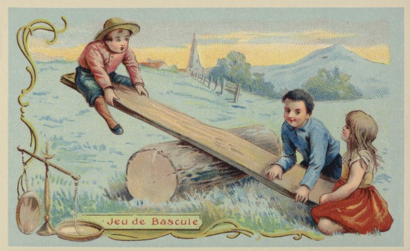 Kiikkua (chromolitho) tekijältä French School