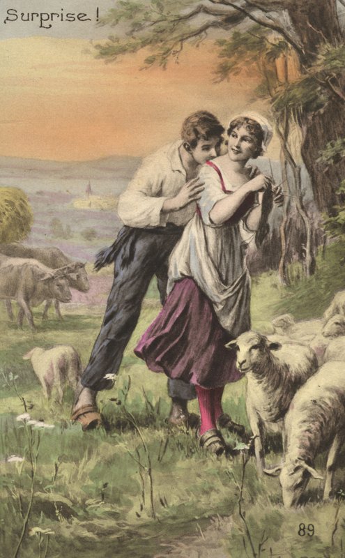 Paimen ja paimentar (väri litho) tekijältä French School