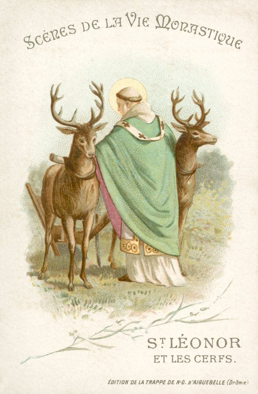 St Leonor ja peura (chromolitho) tekijältä French School