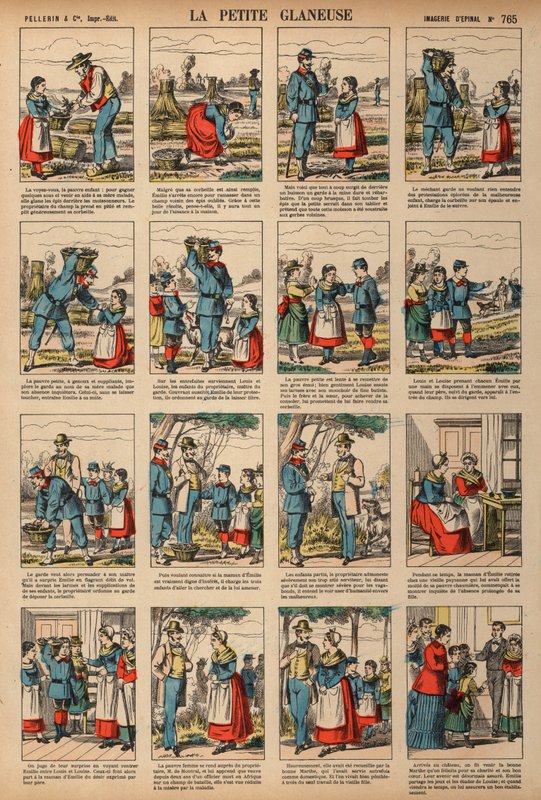 The Little Gleaner (värillinen kaiverrus) tekijältä French School