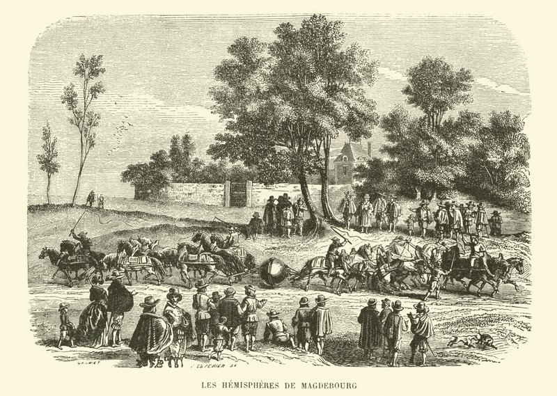 Magdebourgin pallonpuoliskot (kaiverrus) tekijältä French School