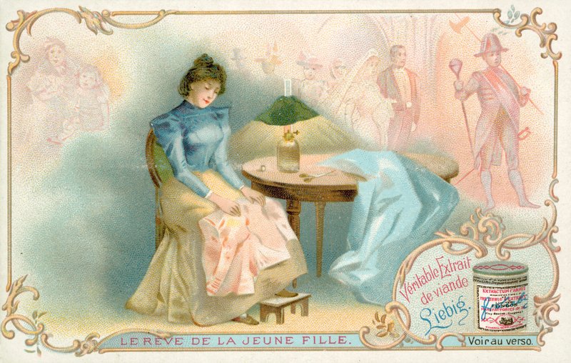 Nuoren tytön unelma (chromolitho) tekijältä French School