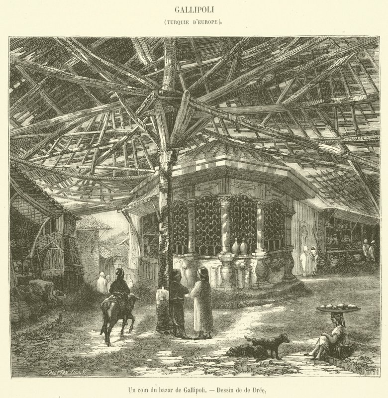 Gallipolin basaarin kulma (kaiverrus) tekijältä French School