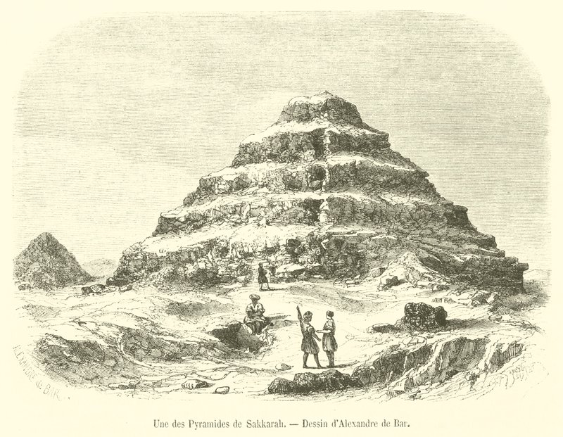 Yksi Sakkaran pyramideista (kaiverrus) tekijältä French School