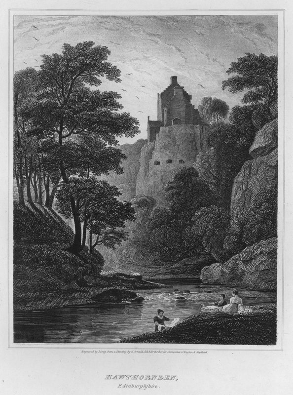 Hawthornden, Edinburghshire (kaiverrus) tekijältä George (after) Arnald
