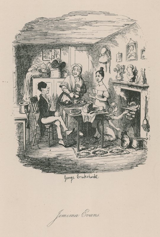 Kohtaus Lontoon elämästä: Jemima Evans tekijältä George Cruikshank