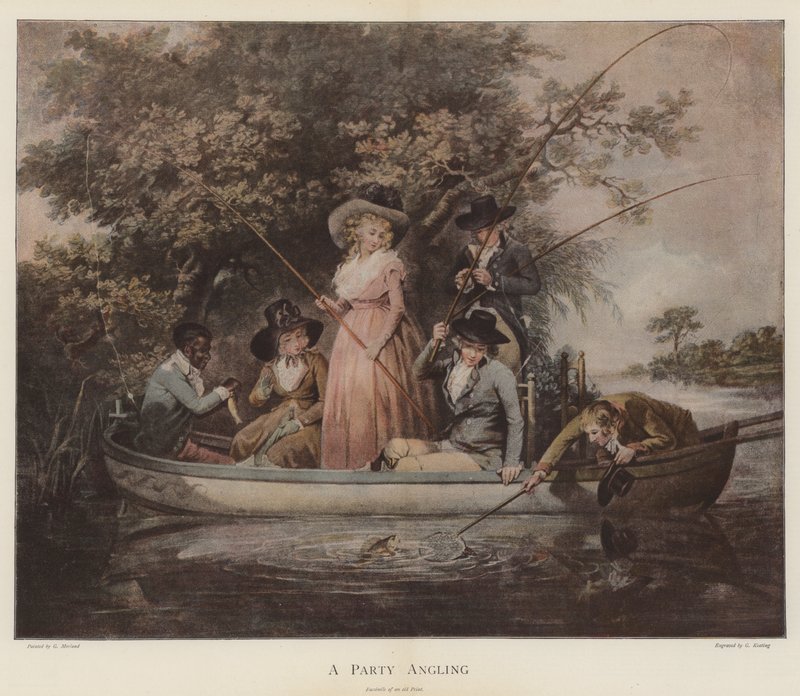 Juhla onkiminen (chromolitho) tekijältä George Morland