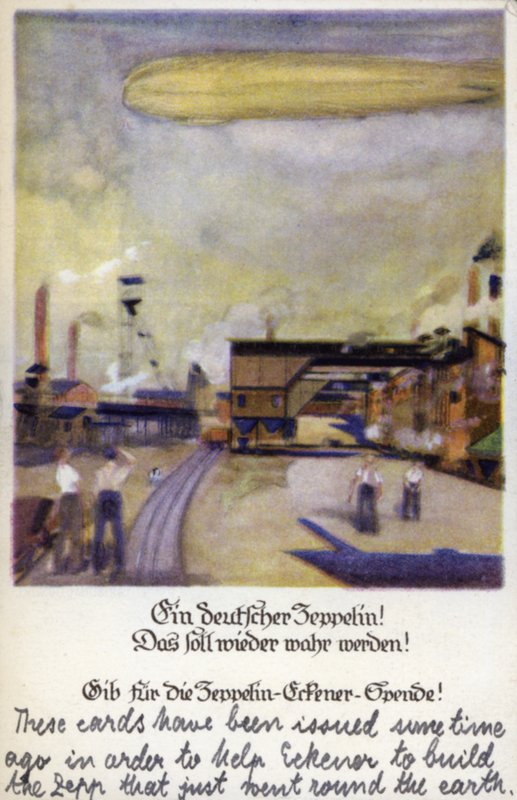 Saksalainen Zeppelin! (väri litho) tekijältä German School