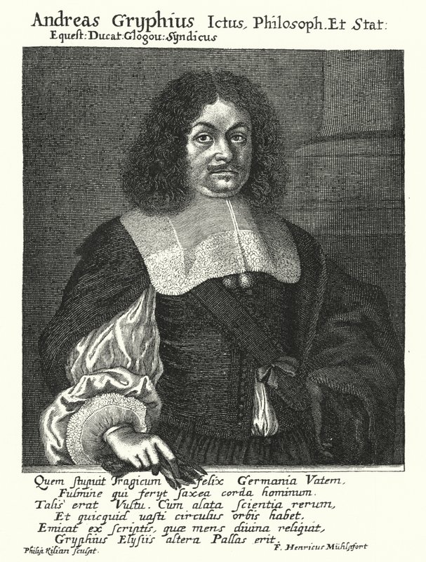 Andreas Gryphius, saksalainen runoilija ja näytelmäkirjailija (kaiverrus) tekijältä German School