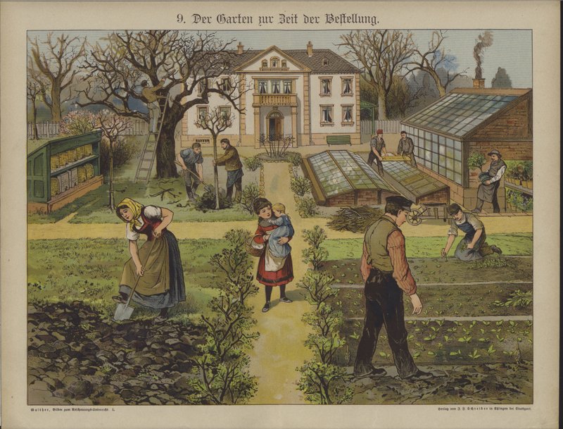 Puutarha (väri litho) tekijältä German School