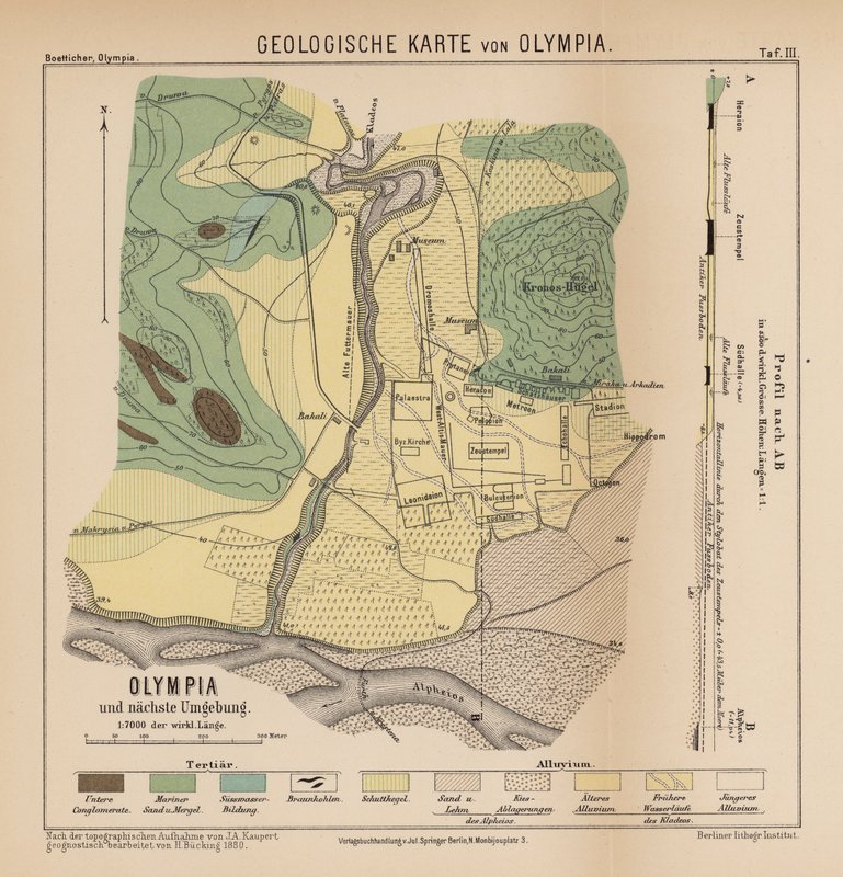 Olympian geologinen kartta (kaiverrus) tekijältä German School