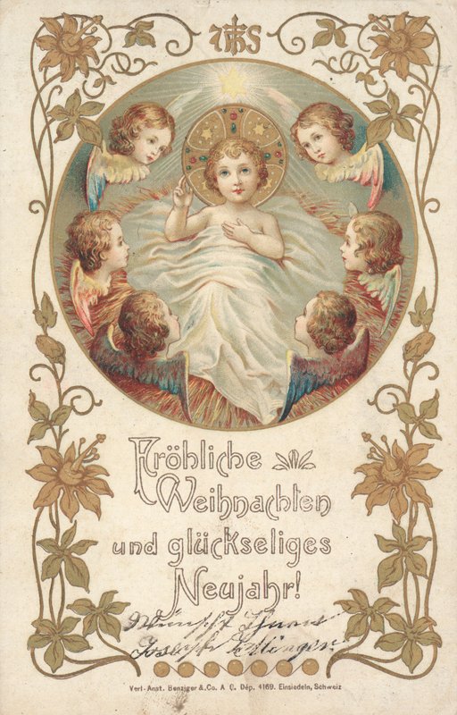 Saksalainen joulukortti (väri litho) tekijältä German School