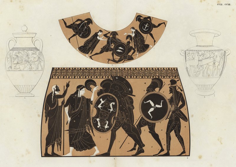 Kreikkalainen maljakkomaalaus (väri litho) tekijältä German School