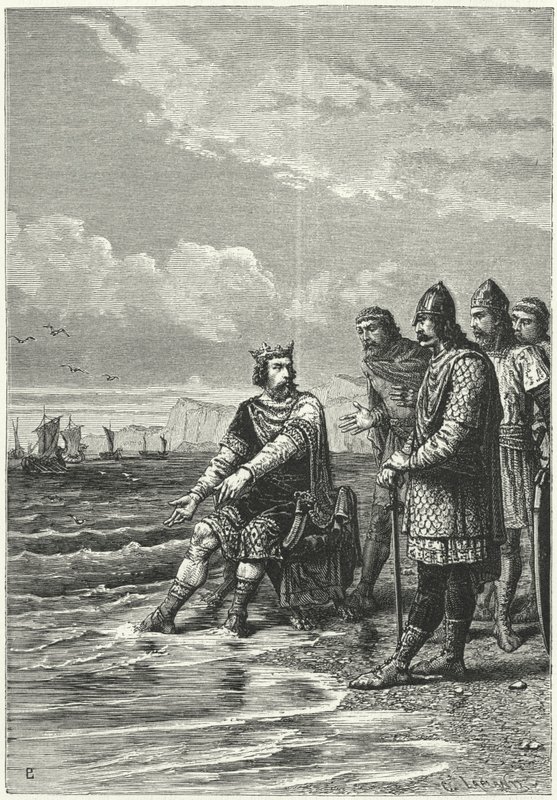 King Canute ja aallot (kaiverrus) tekijältä German School