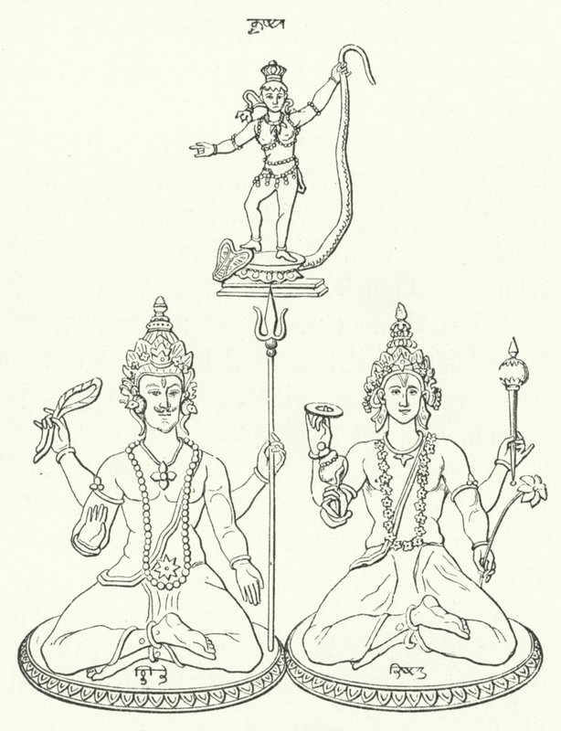 Shiva, Vishnu ja Krishna, hindujumalat (kaiverrus) tekijältä German School