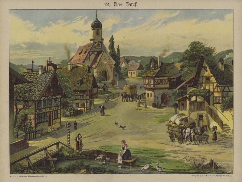Kylä (väri litho) tekijältä German School