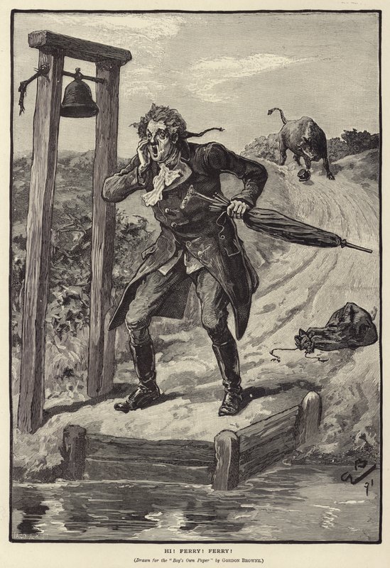 Hei! Lautta! Lautta! (kaiverrus) tekijältä Gordon Frederick (after) Browne