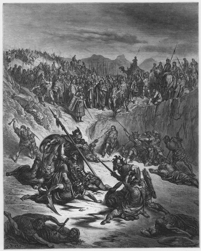 Gustave Dore Raamattu: Taistelu Ish-Boshethin ja Davidin mestarien välillä tekijältä Gustave Dore