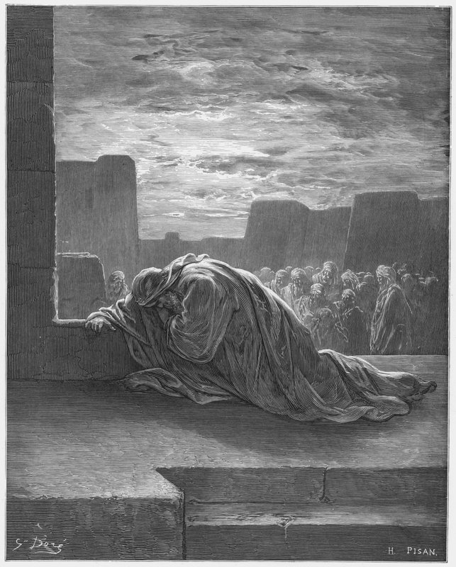 Gustave Dore Raamattu: Ezra rukouksessa tekijältä Gustave Dore