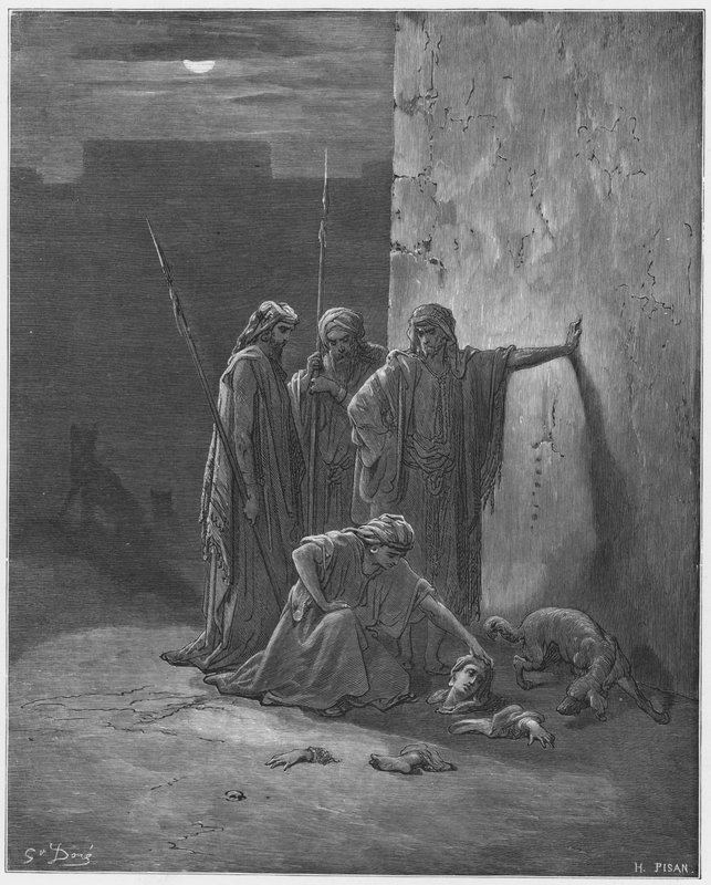 Gustave Dore Raamattu: Jehusin toverit löytävät Isebelin jäänteet tekijältä Gustave Dore