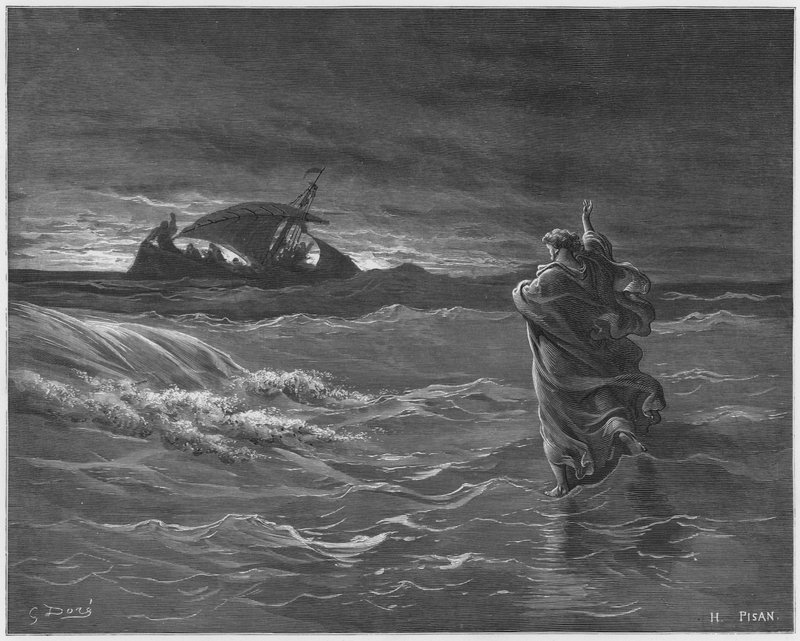 Gustave Dore Raamattu: Jeesus kävelee merellä tekijältä Gustave Dore
