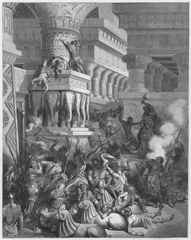 Gustave Doren Raamattu: Joonatan tuhoaa Dagonin temppelin tekijältä Gustave Dore
